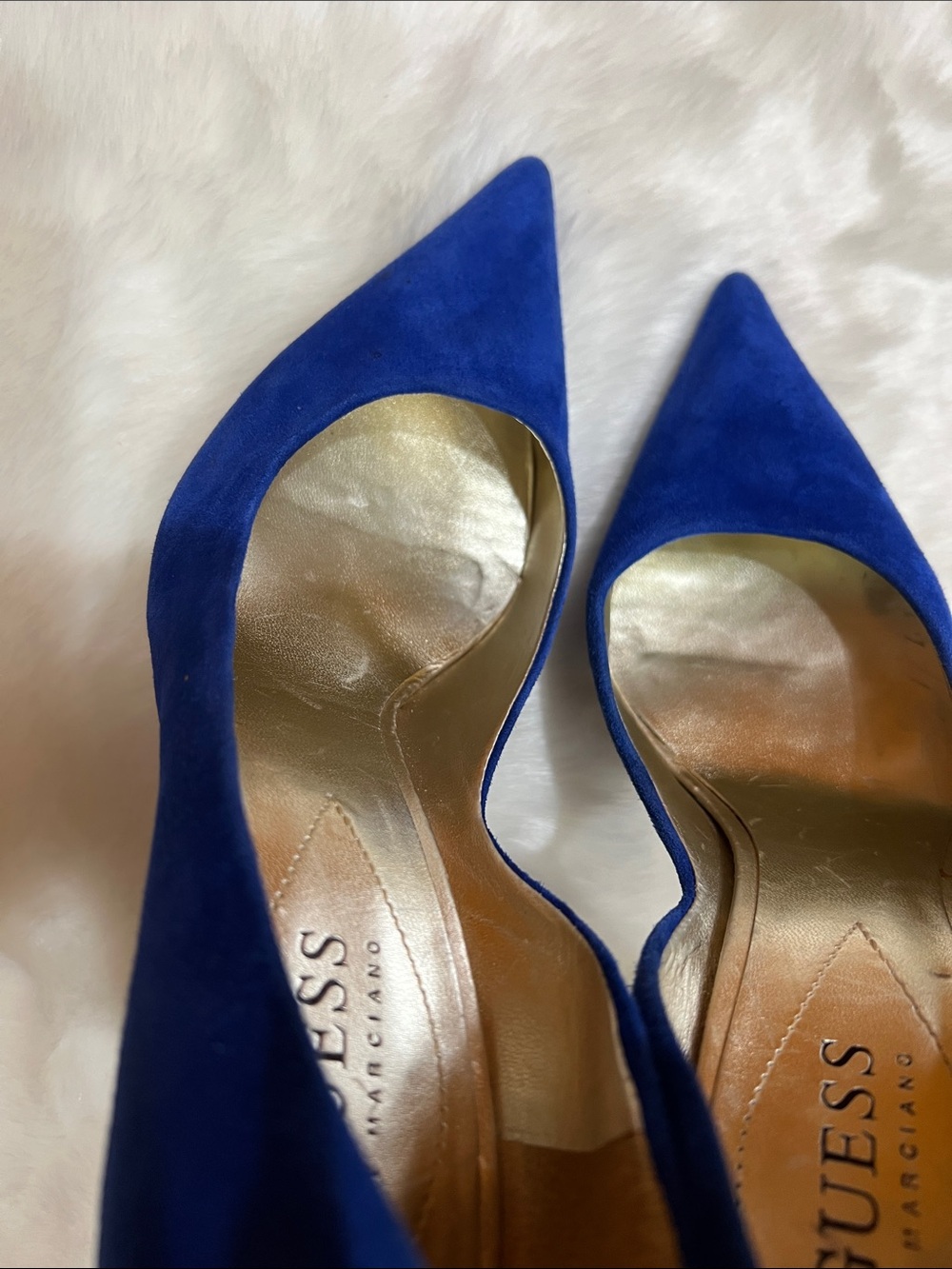 Guess by Marciano Genuine Suede GWCarrie Pointed Toe Cobalt Blue Pumps Heels 7.5 - Picture 10 of 12